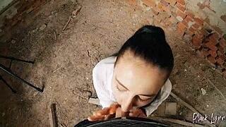 POV Long Haired Teen 18+ Facefucked Hard in Abandoned Building