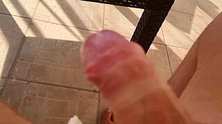 I’m So Into Public Flashing, Cute Blue-Eyed Girl Teasing and Stripping on the Terrace for a Hot Sborrata!
