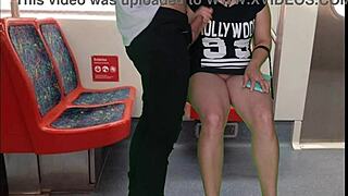 Girl Without Panties on Train! Gives Handjob and Public Blowjob to Stranger! Shocking!