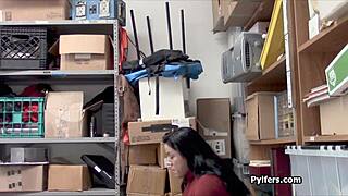 latina suspect gags hard on guard's cock in hidden cam footage