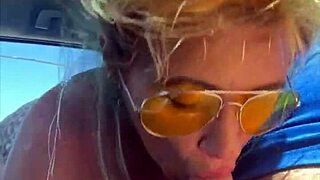 Cheating Blonde Whore Sucks Cock & Takes Facial in Public Daylight