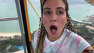 Public Dick Flash with Girl Jerking Cock on Ferris Wheel