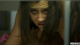 Luna Ruiz enjoys a relaxing time with her reflection in the mirror