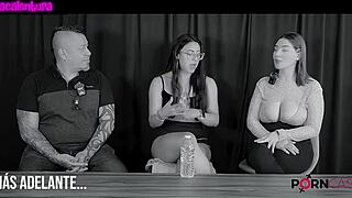 Krista Reyes reveals truths about sex service and porn industry with Veronica Fenix. They do pole dance and explosive blowjob in lingerie