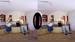 So like, this blonde chick's all bent over getting her pussy worked in a wild reality session with some scissoring action.