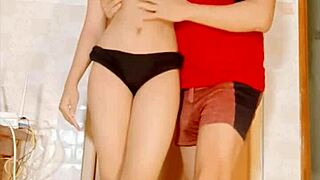 I mean, this hot young couple's sensual sex at home... it's like, so romantic and wet, y'know?
