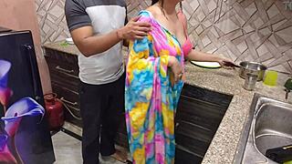 Indian desi bhabhi, why are you letting your devar fuck you hard in the kitchen for the first time?