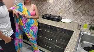 Indian desi bhabhi, why are you letting your devar fuck you hard in the kitchen for the first time?