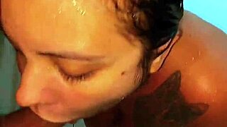 surprise catch of brazilian bbw in shower leads to deepthroat tease