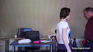 In a tale of contrasts a busty Ukrainian teen 18+ shares an intimate moment with an old man exploring new connections.