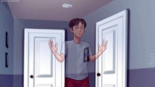 Big tits stepmom gets boner from movie with stepson! She sucks and squirts on his huge cock!
